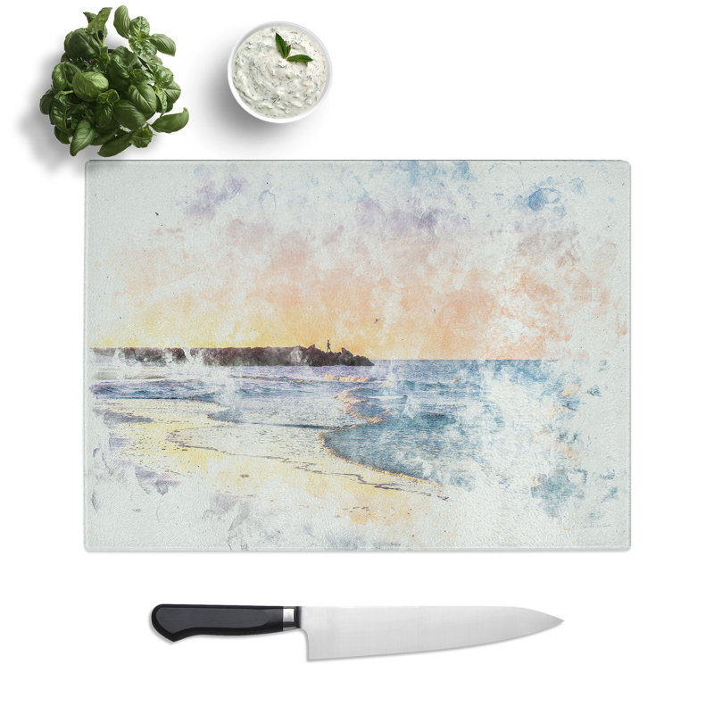 Tempered Glass Fishing in Cape Cod Chopping Board, 20 cm x 28.5 cm