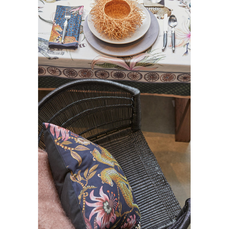 Ardmore 'Lovebird Leopards' Silk Pillow, Delta