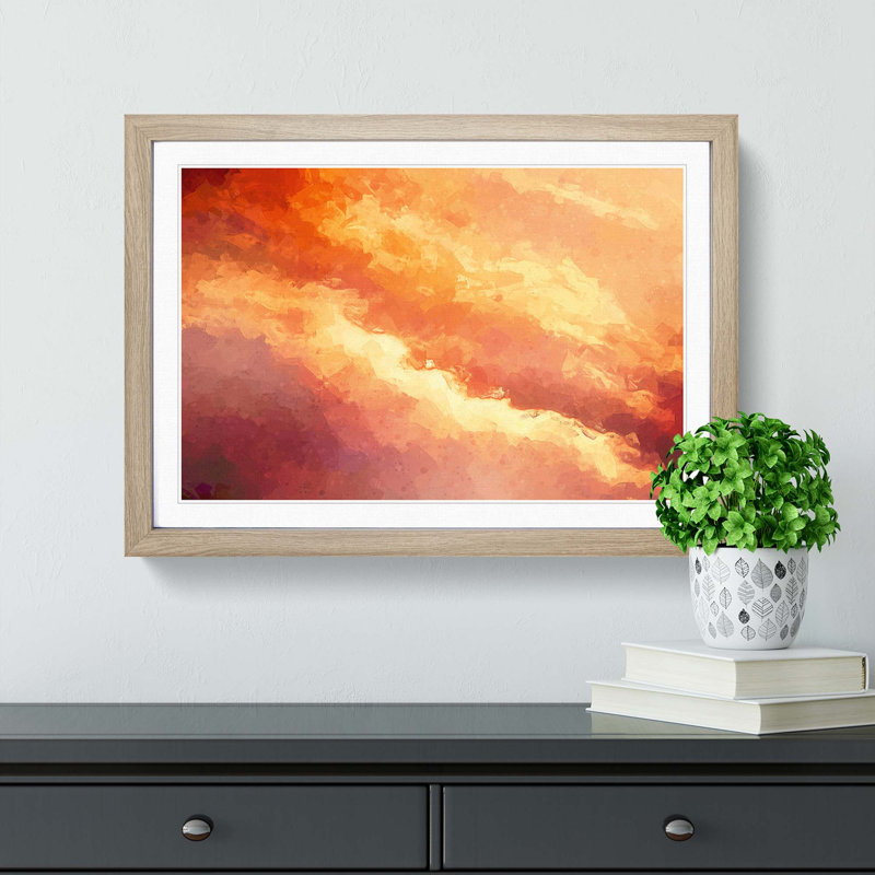 Passing Clouds in Abstract - Picture Frame Graphic Art Print, 36cm H x 48cm W x 2cm D, Oak Framed
