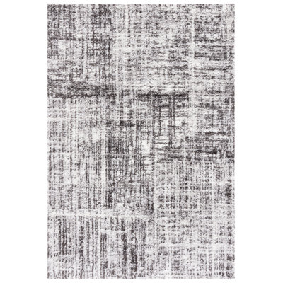Kara Abstract White/Dark Gray Area Rug
