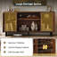 Mid-Century Modern TV Stand with Storage, TV Console Table with Glass Doors for Living Room-1413944439