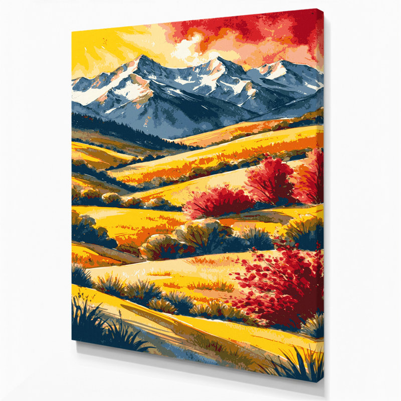 Aquarelle, paysage, 18, toile grise, art mural, H 20 po x l 24 po
