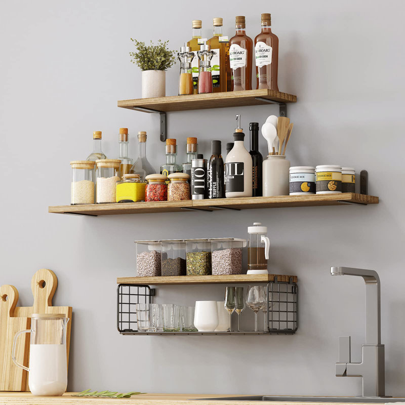 Floating Shelf, Rustic Brown/Black