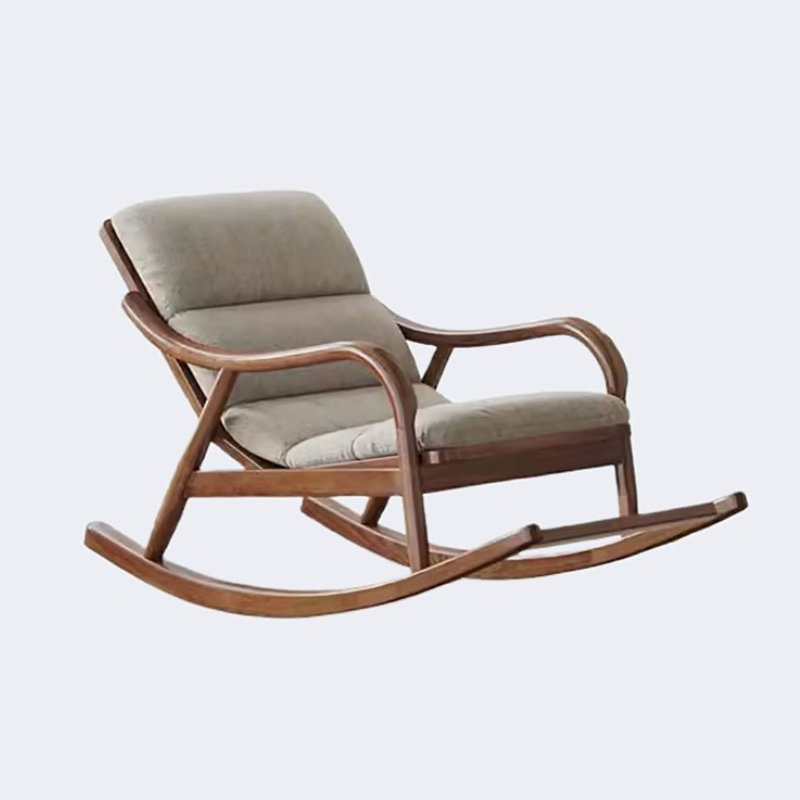 Chaise berçante en bois massif Nordic, Beige