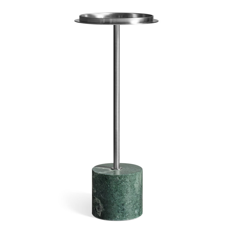 Chit Chat Marble Pedestal End Table, Putty, Green