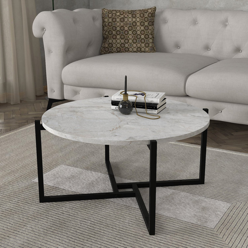Beckie Cross Legs Coffee Table, White
