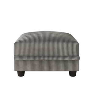 Grey Corduroy  Fabric Storage Ottoman 