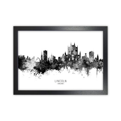 Lincoln England Skyline Black White City Name by Michael Tompsett - Print
