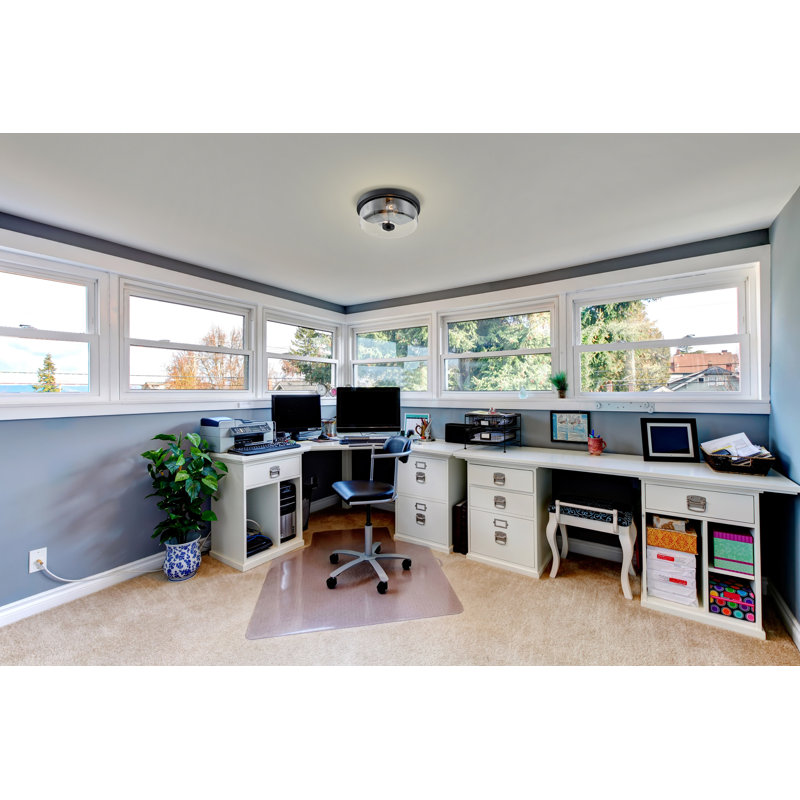 Barines Glass Flush Mount, Matte Black