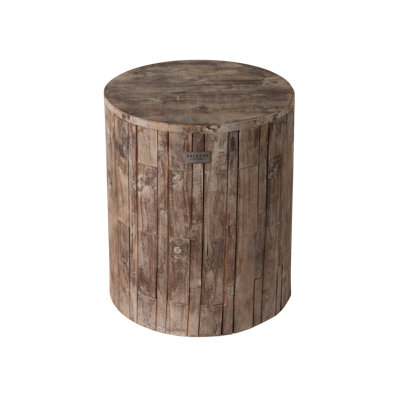 Kazuya Patio Sense Elyse Round Rustic Garden Stool Wood Outdoor Seating & End Table Ideal - Seasoned Patina Finish by 17 Stories