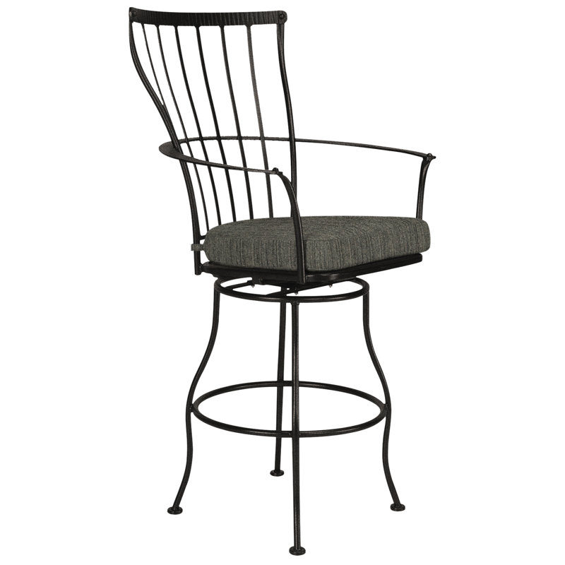Monterra Outdoor Bar Stool, Pique Midnight, Carbon Black, 27.25''