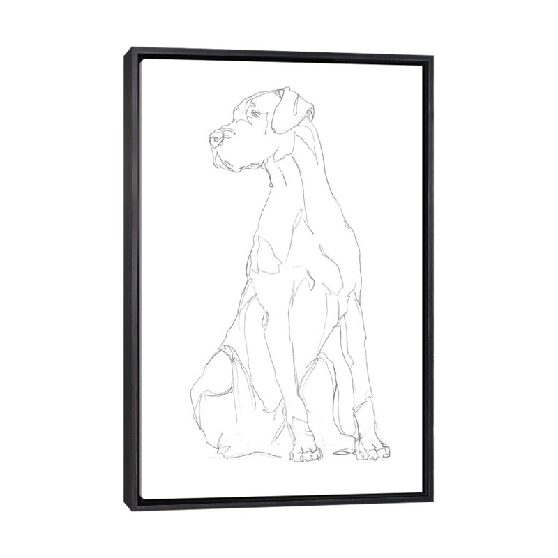 «Dog Contour II» par Ethan Harper - reproduction d'art, H 60 po x l 40po x P 1,5 po, Toile avec cadre noir patiné