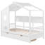 Lit simple en bois avec 2 tiroirs, lit pour enfant avec tablette de rangement, blanc-129704121