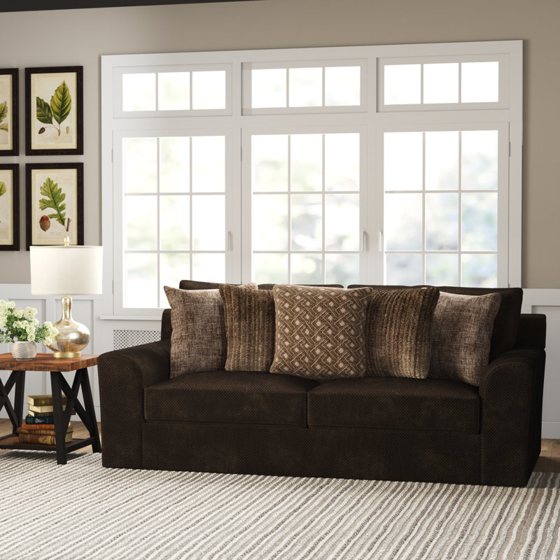 Vanaheim 89" Square Arm Sofa with Reversible Cushions, Chocolate 100% Polyester