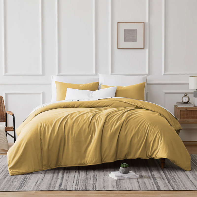 Microfibre 200 TC Plain Reversible Plain Weave Modern & Contemporary Duvet Cover Set, Kingsize - 2 Standard Pillowcases
