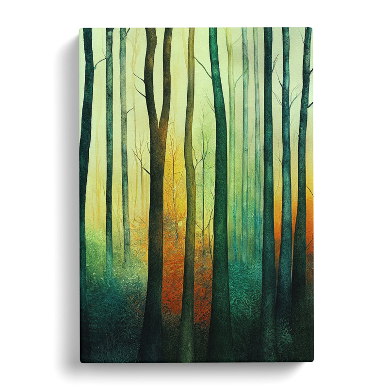 XC1022-5080X Water Paint Forest No.6 1 Piece Wrapped Canvas Wall Art, 50cm H x 35cm W x 3cm D