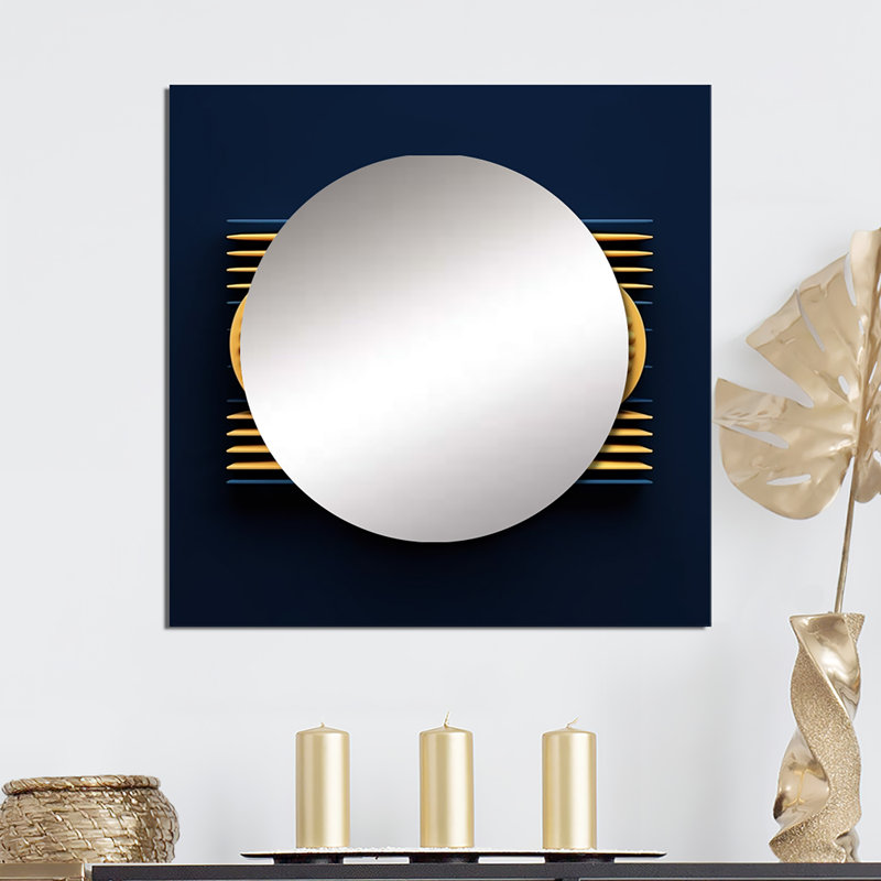 Future Minimalism Geometry Of Awareness III - Modern Geometric Square Living Room Wall Mirror Art, 23" x 23"