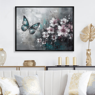 «Rylon Flowers with Butterflies», peinture III - reproduction sur toile