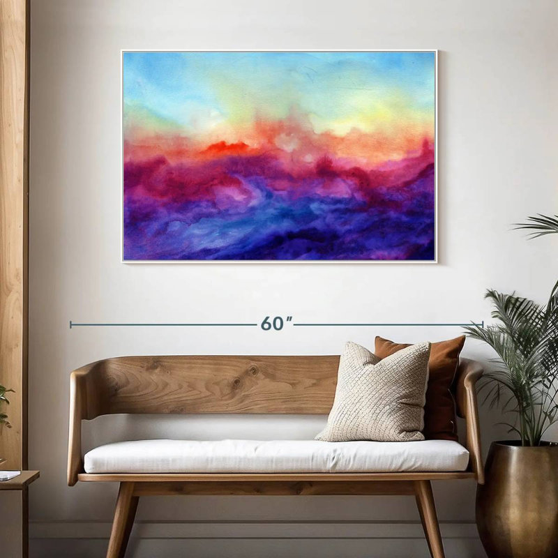 Arpège, 46 po x 31 po, Cadre flottant blanc