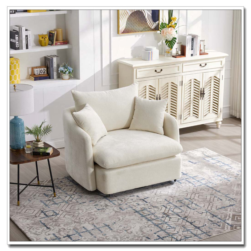 Coussin de fauteuil pivotant sur 360 ° avec 3 coussins, NON, Beige 1