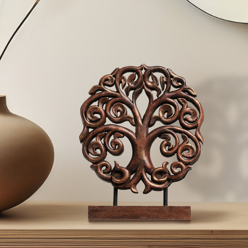 Berton Tree of Life Wooden Sculpture with Textured Petals for Living Room, Office, Christmas Decor & Mother’s Day Gift for Mom (Medium Size)