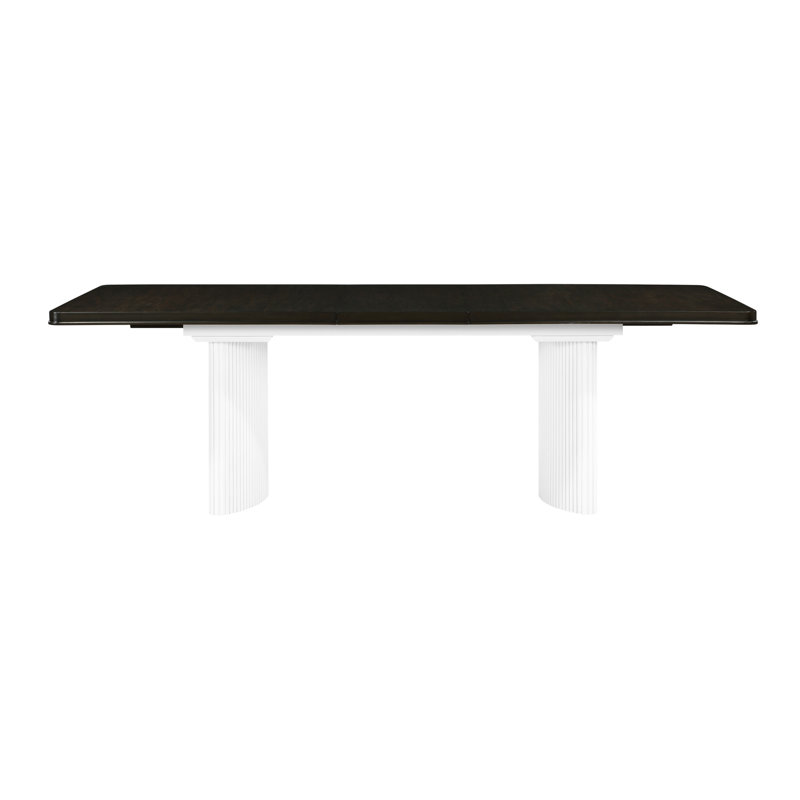 Table In White And Brown With 18-inch Extension - Versatile For Different Dining Occasions Rectangular & Leaf Creating An Elegant Setting