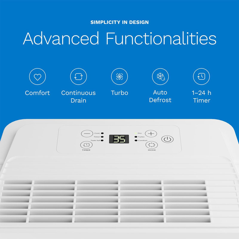 White Portable 1,000 Sq. Ft Dehumidifier with Drain Hose