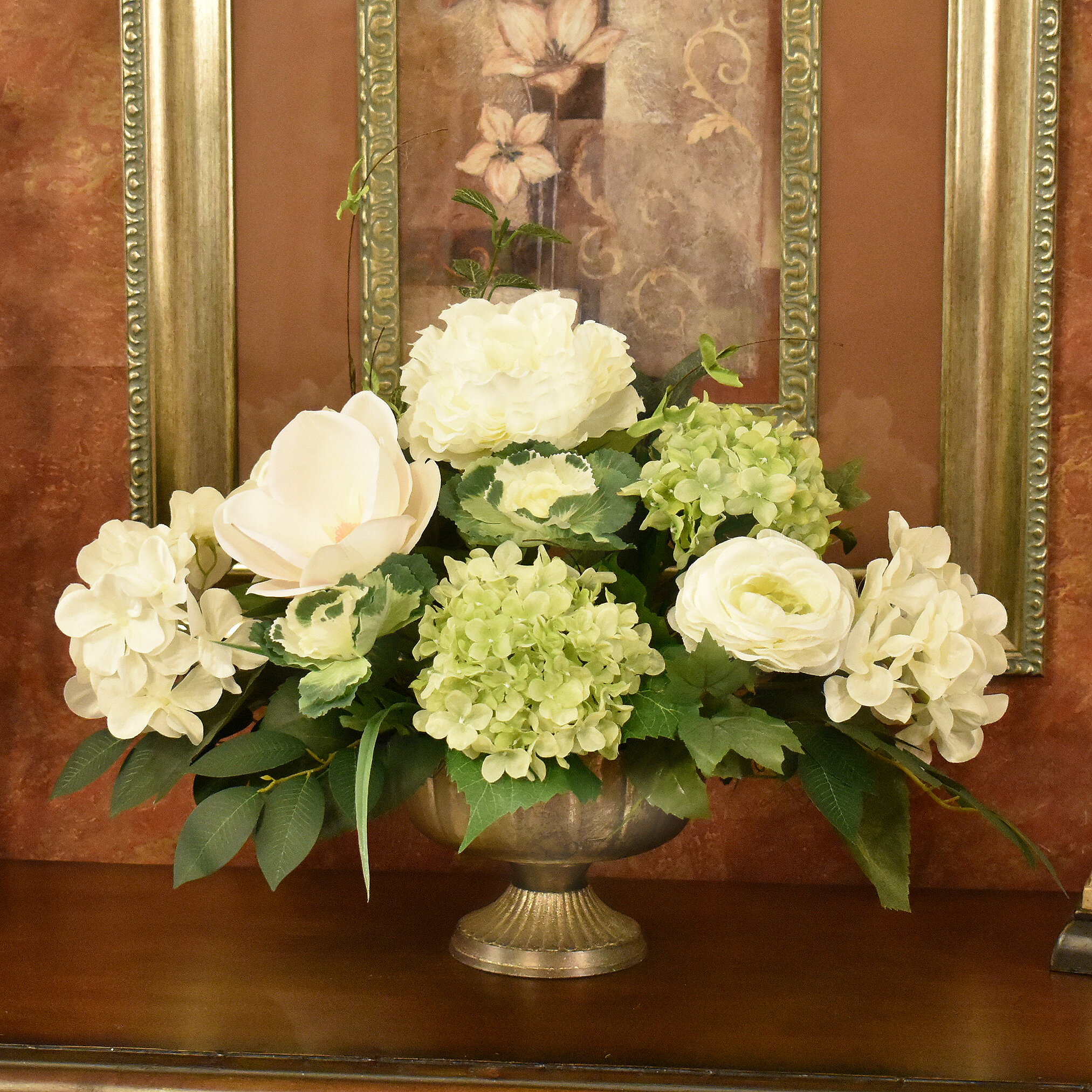 Artificial Flowers Artificial Hydrangea Flowers Olive Green and