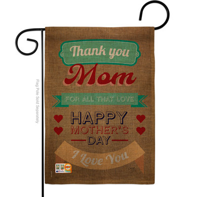 2 côtés en toile jute 18,5 x 13 po merci à l’impression de la fête maman drapeau de jardin