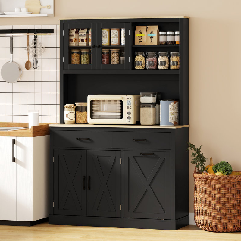 69 po, armoire de cuisine avec station de charge, noir