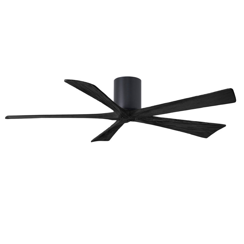 60" Irene 5-Blade Hugger Ceiling Fan with Wall Remote, Matte Black, 60", Matte Black