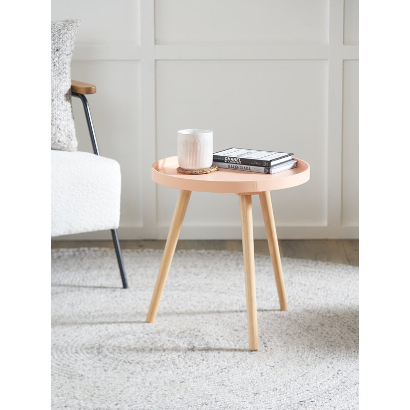 Margaux Tray Top End Table, Brown, Pink/Orange