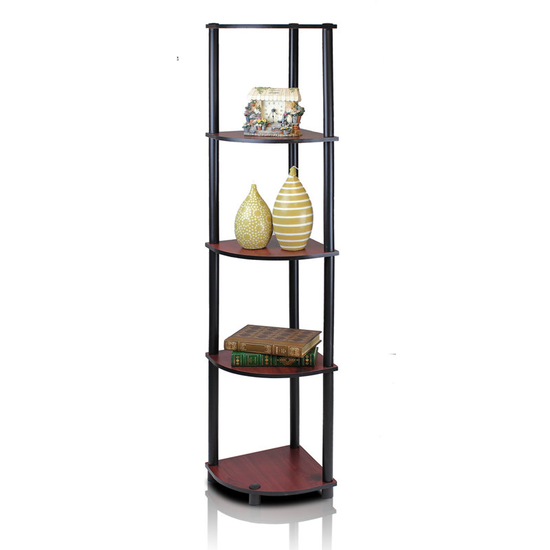 Corner Bookcase, Dark Cherry/Black