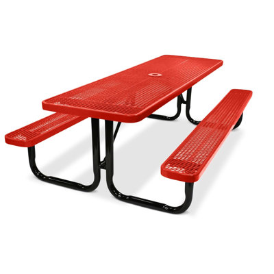 8Ft Rect Picnic Table, Expanded, Red