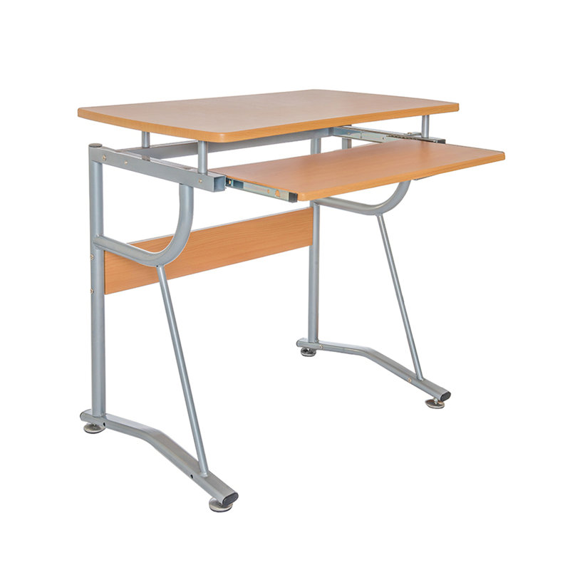 Compact Computer Desk with Side Shelf and Keyboard Panel