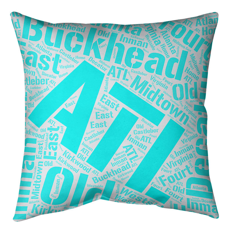 Coussin décoratif intérieur/extérieur atlanta, Non, Cyan, H 16 po x l 16 po
