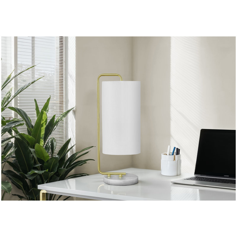 Lighting, 20 po, lampe de table, marbre blanc, abat-jour ivoire / crème, contemporain
