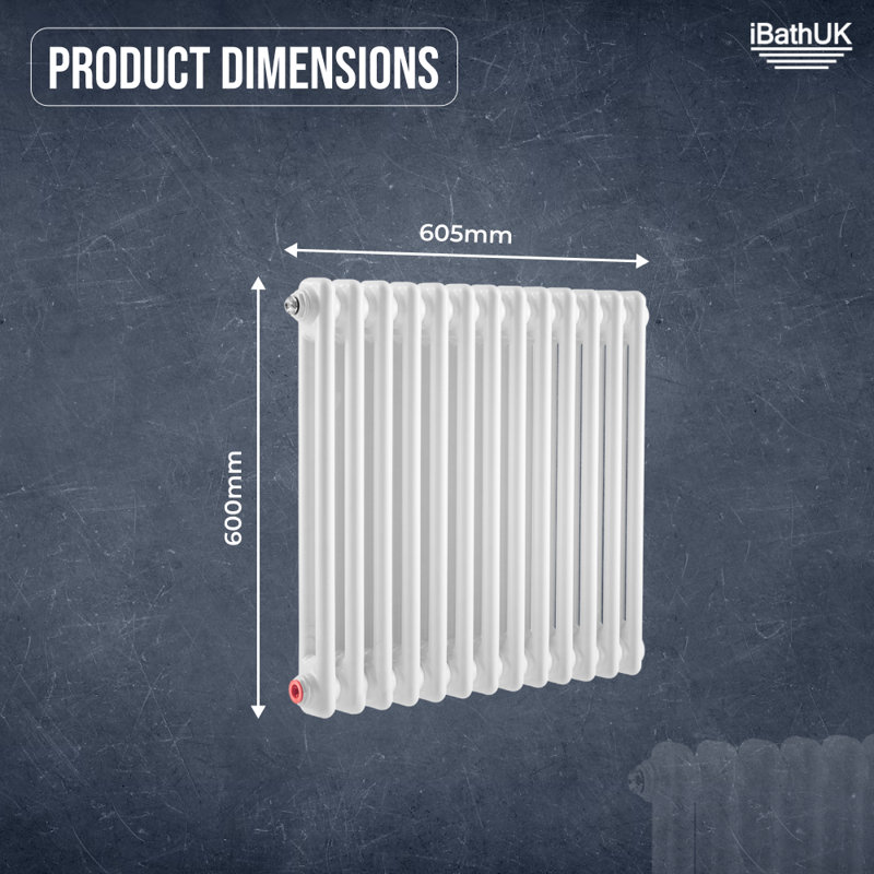 iBathUK Radiator White, 600cm H x 605cm W x 70cm D, 2