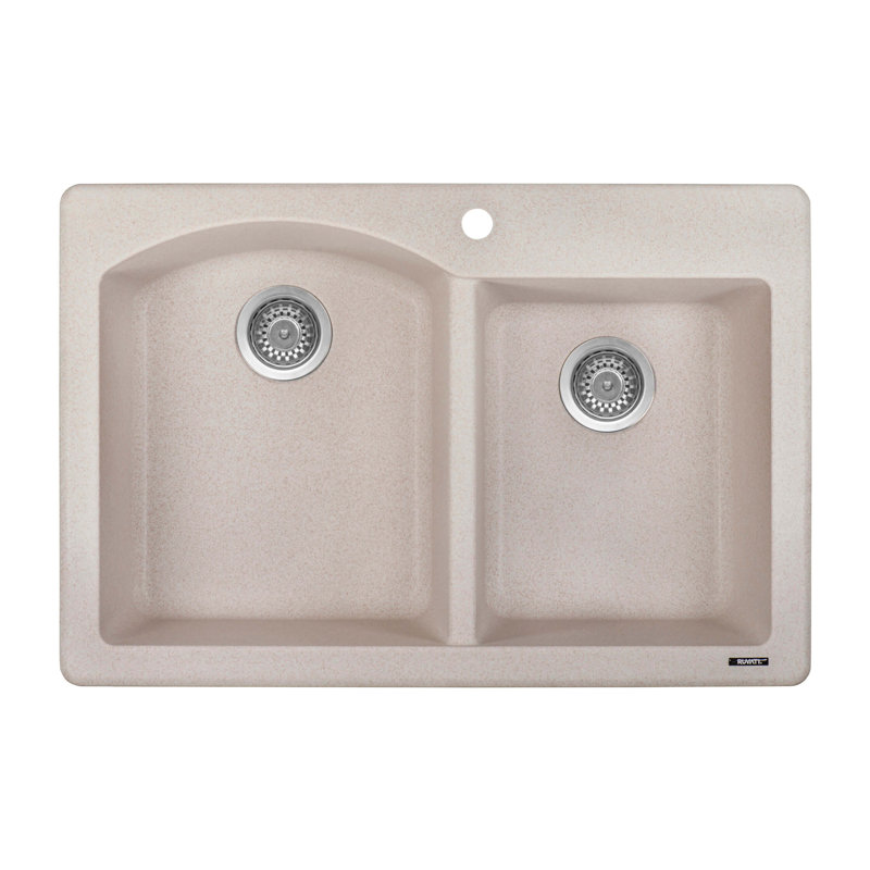 33" L x 22" W Double Basin Dual Mount Kitchen Sink, Caribbean Sand