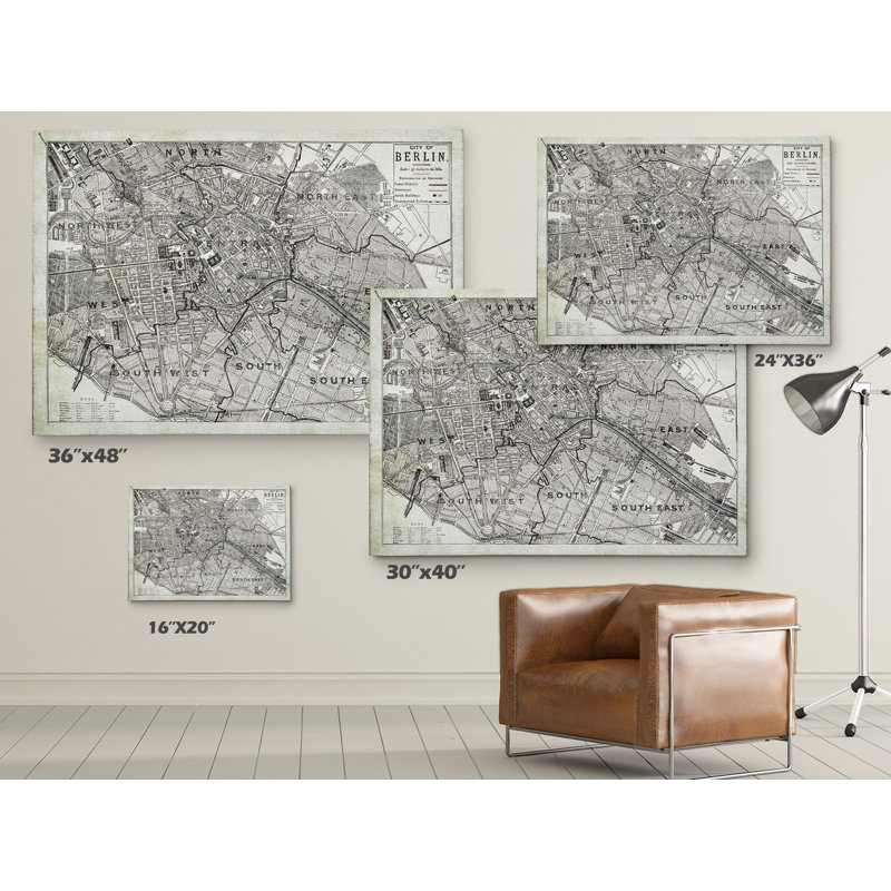 « berlin sketch map i », reproduction d’impression sur toile tendue, H 16 po x l 20 po x P 1,5 po