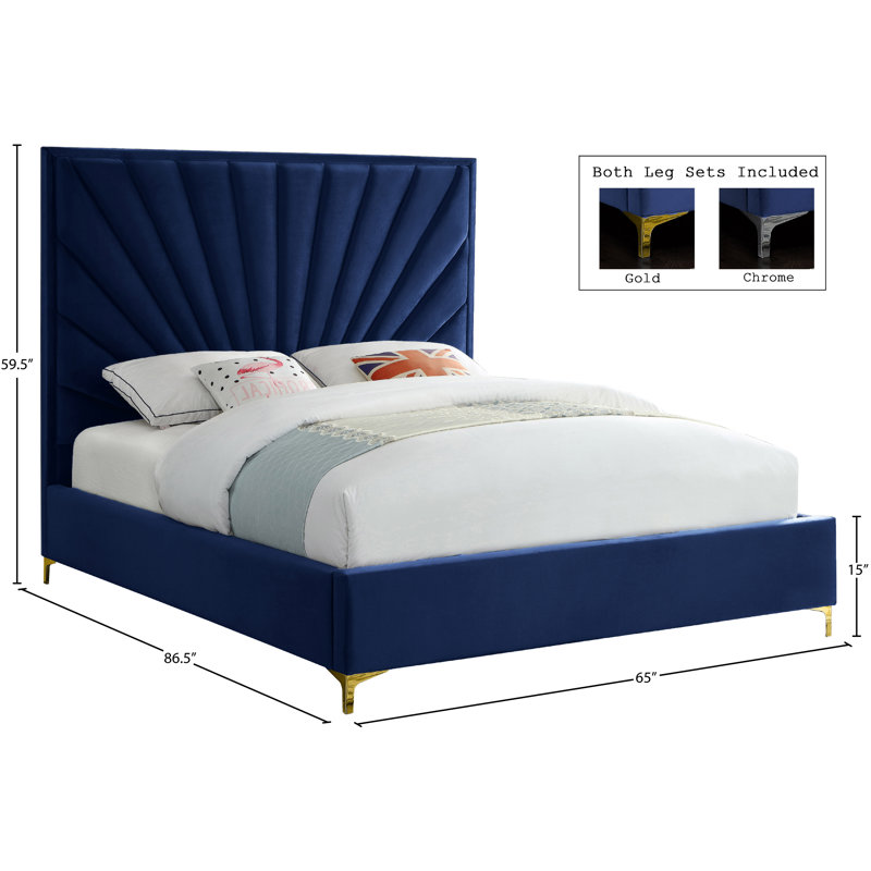 Lit-bateau tapissier Dolce, Grand, Velours marine