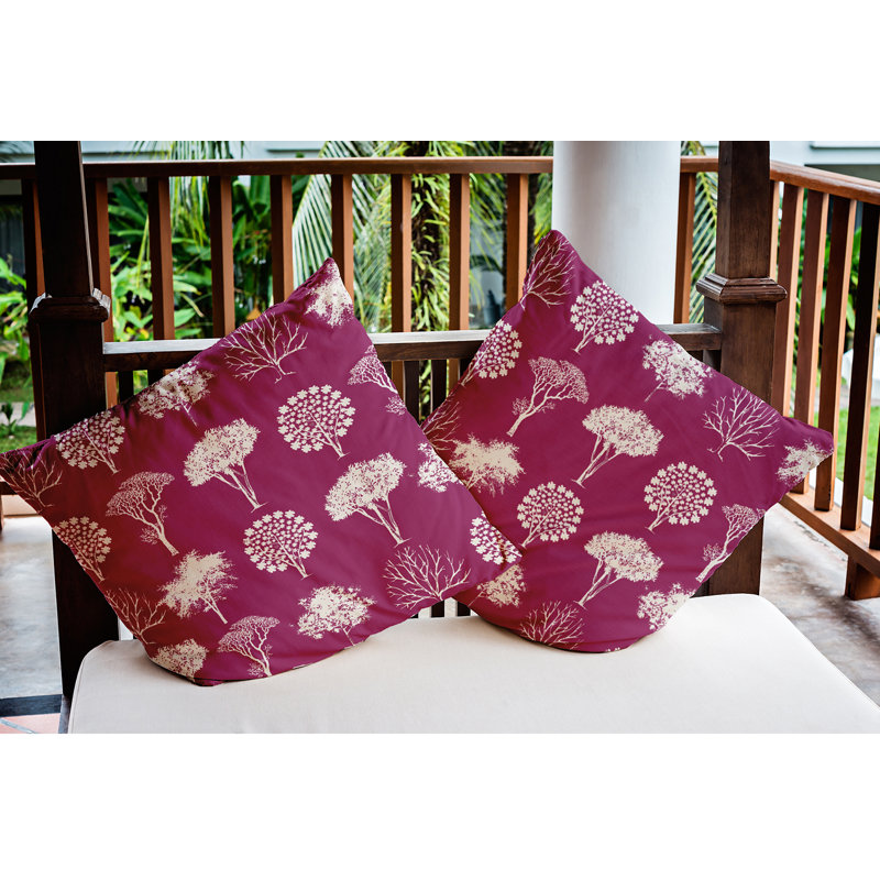Coussin intérieur / extérieur Field Of Trees, 20 po x 20 po, Vieux rose