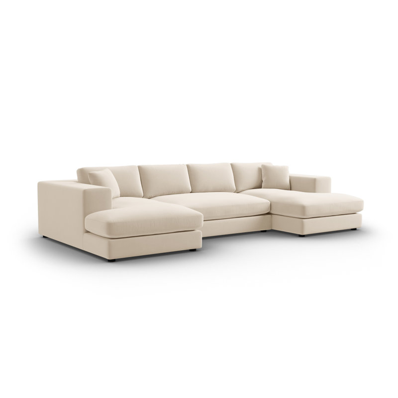 Micadoni Home Upholstered Large Corner Sofa, Light Beige