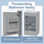18" Bathroom Vanity With Sink, Vanity Cabinet With Door Shelf And Adjustable Shelf, Grey-702418296
