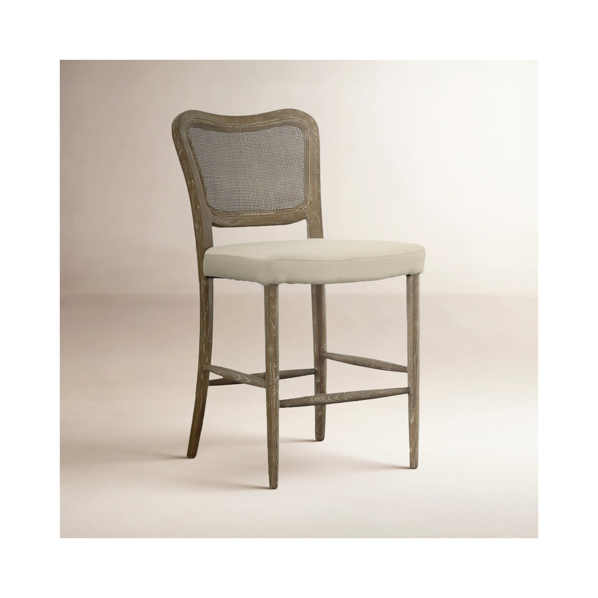 Upholstered Counter Stool with Solid Wood Frame