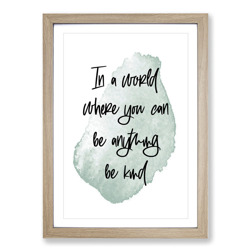 Be Kind - Picture Frame Typography, 36cm H x 27cm W x 2cm D, Oak