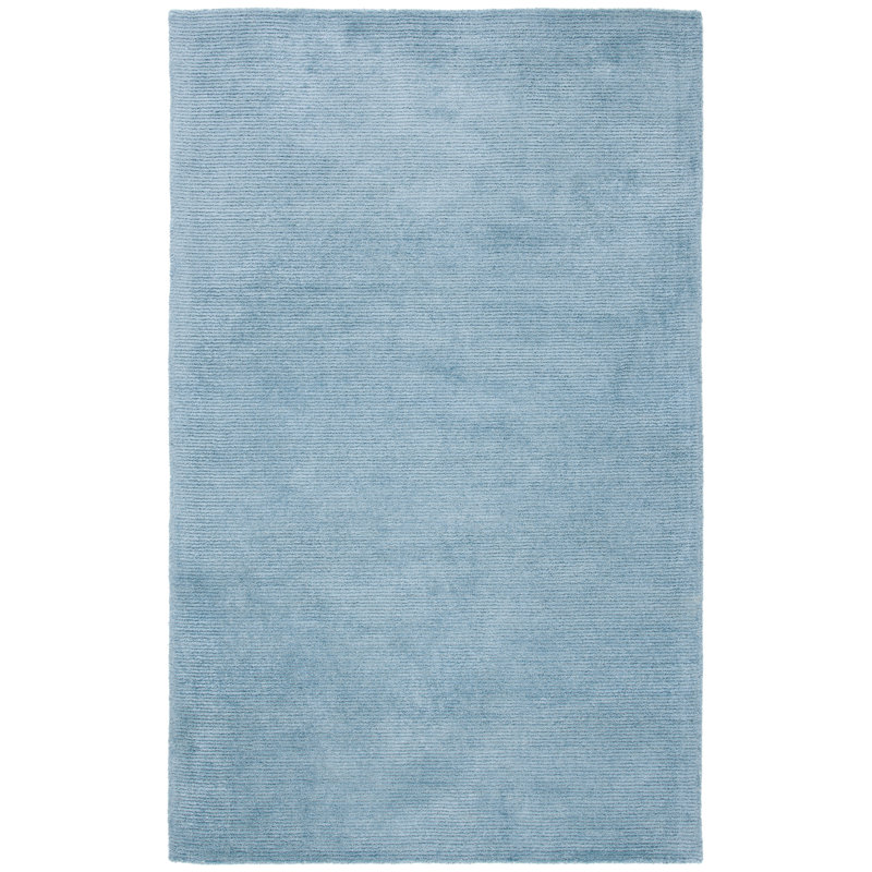Tapis bleu uni en viscose / laine touffeté à la main Himalaya, Rectangle 9 pi x 12 pi