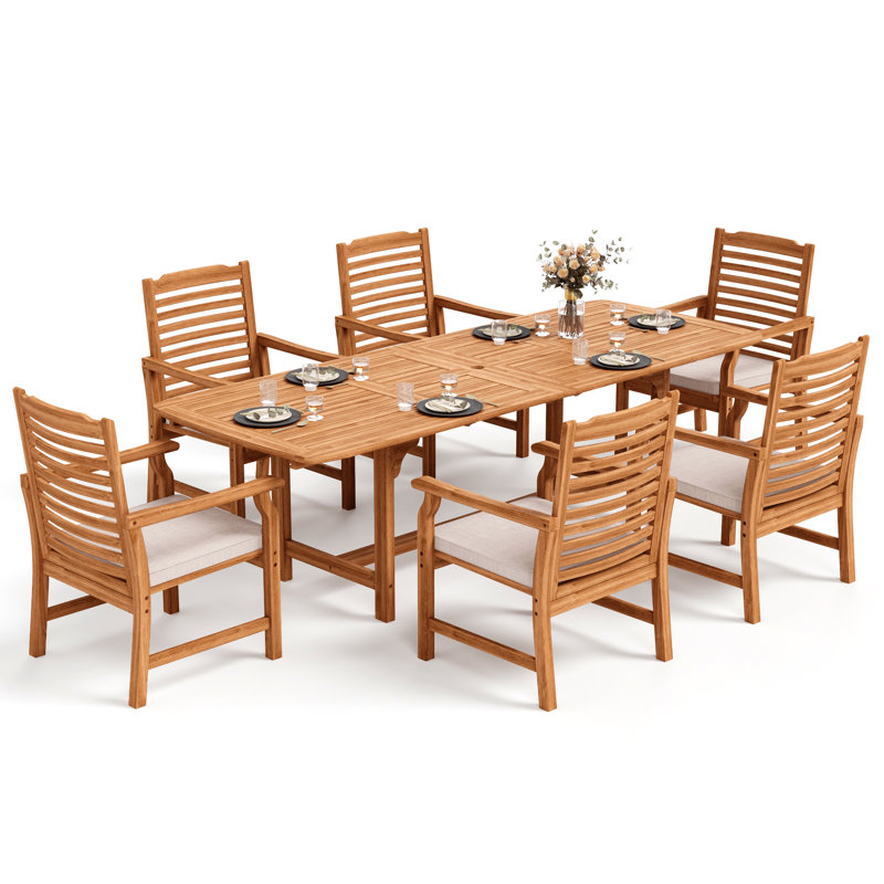 Ensemble de salle à manger rectangulaire pour 6 personnes 94 "avec coussins Susa
