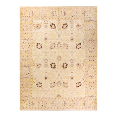 Tapis unique noué à la main Riloh Eclectic - ivoire, 9 pi 1 po x 12 pi 2 po
