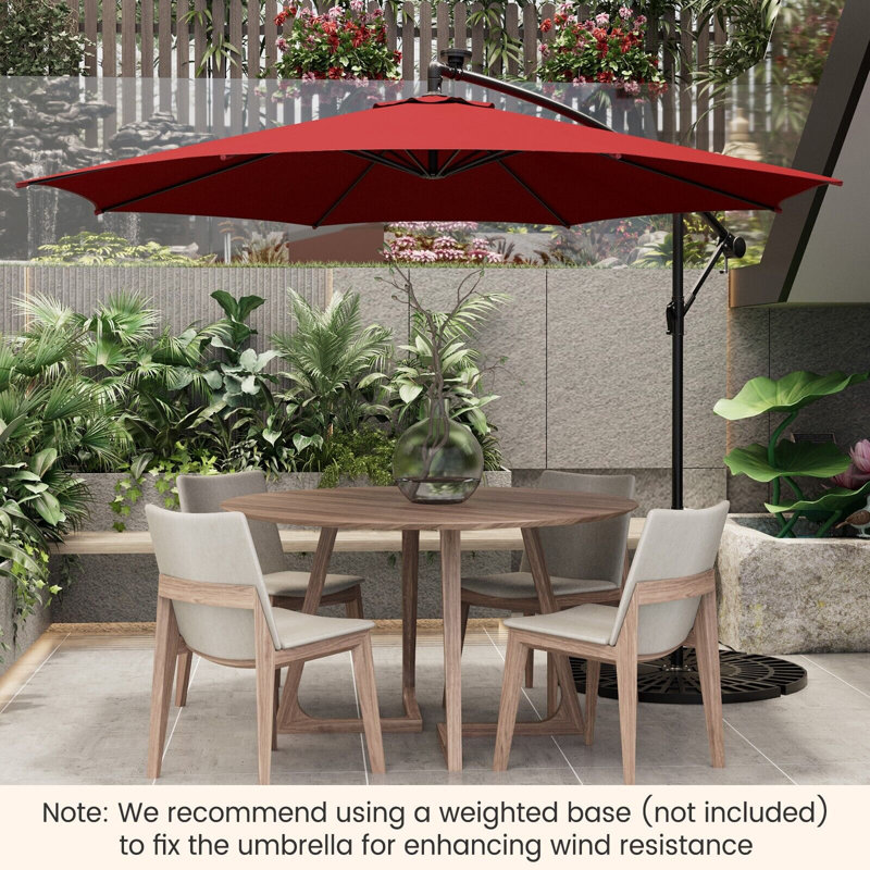 Chanie 119.29cm Lighted Cantilever Parasol, Red
